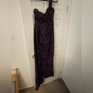 Dark purple fully sequins long gown